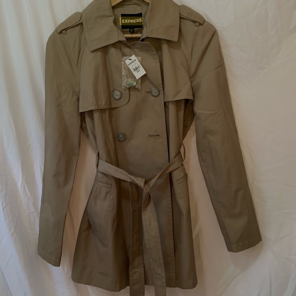 Express Women's Tan Double-Breasted Trench Coat